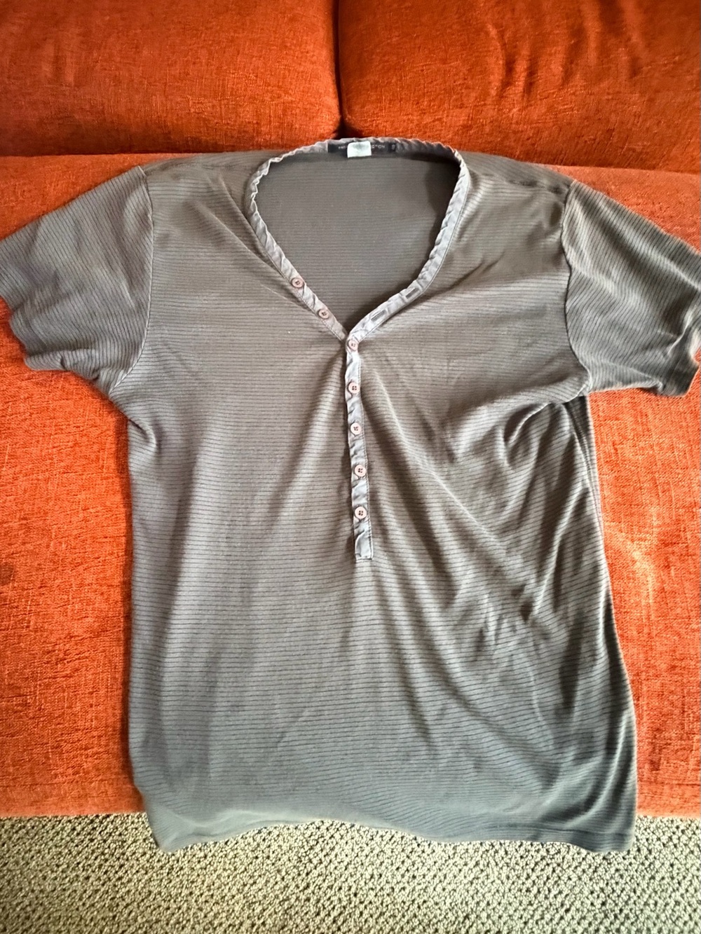 French Connection Men’s Black Henley Shirt – Size Small